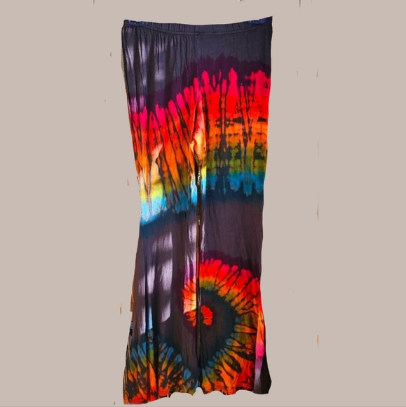 TIE DYE *8 Colors Avail* Rayon Stretch Bell Bottom Pant OS NEW - Picture 3 of 16